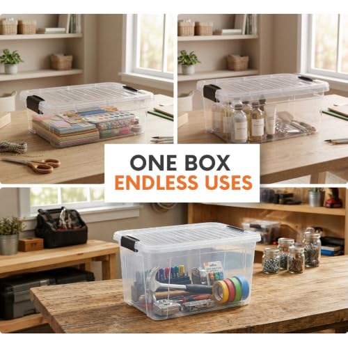 Superio 14.7 Quart Clear Plastic Storage Boxes with Lids, Stackable Organizer Containers, BPA-Free Storage Bins for Home, Office, School & Dorm, 1 Pack - size: 14.7 Quart