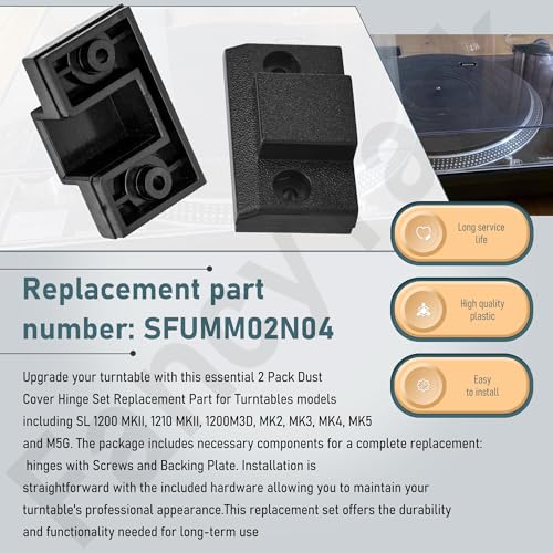 2 Pack Dust Cover Hinge Set Replacement Part for Turntables SL 1200 MKII