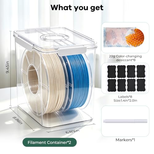 Filament Storage Box for 2 Spools*1kg Filament Container, 2 pcs