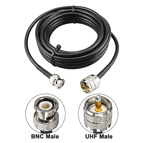 PL259 to BNC 16.4ft UHF PL-259 Male to BNC Male Antenna Jumper RG58 Coax Cable for Handheld CB Radio, Amateur Radio, SWR Meter - size: 16.4ft 1PCS