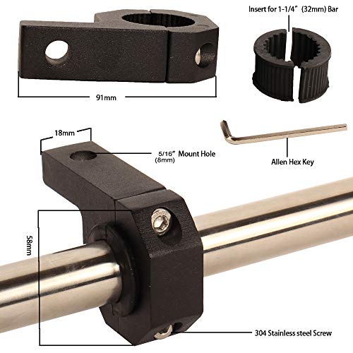 House Tuning 1.25 inch Light Bar Clamps Mounting Bracket,1-1/4 Tube Clamp Roof Roll Cage Holder for Work HID LED Light Bar (Pack of 2) - size: 1.25"