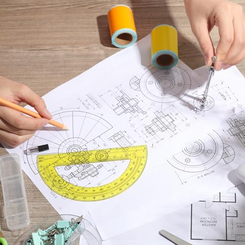 EBOOT Drawing Compass and 6 in Protractor Geometry Set, Yellow - color: Yellow