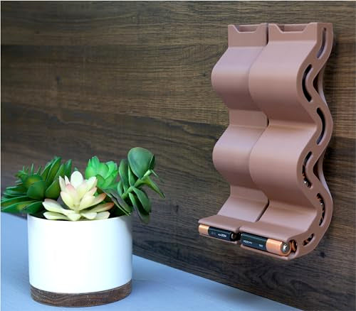 AA & AAA Battery Chute Combo, Wall-Mounted Battery Organizer & Dispenser – No-Jam FIFO Design, Holds 18 AA & 25 AAA Batteries – Brown - color: Brown