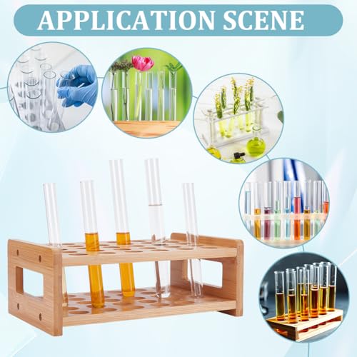 UNICRAFTALE Wood Test Tube Rack 30-Holes Rectangle Lab Rack Cylinder Tube Display Racks 22mm Diameter Lab Supplies Tubes Holder Rollerball Perfume Organizer for Chemistry Laboratory 9.4x6.3x3.7 Inch - size: 23.8x16x9.5cm