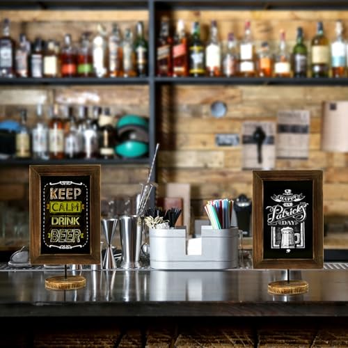 MyGift 12x7 Inch Framed Tabletop Chalkboard Signs with Stand Set of 2 - color: Burnt Wood, Set of 2