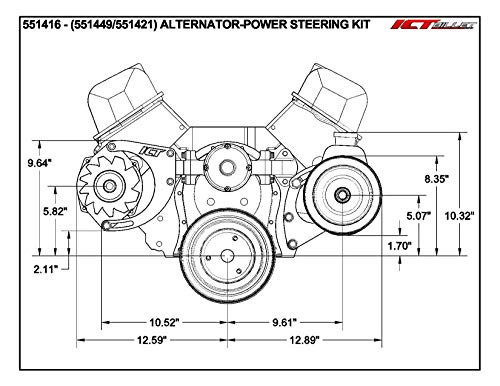 ICT Billet BBC Alternator Bracket Adjustable Electric Water Pump Low Mount Big Block Chevy Long Kit 551449