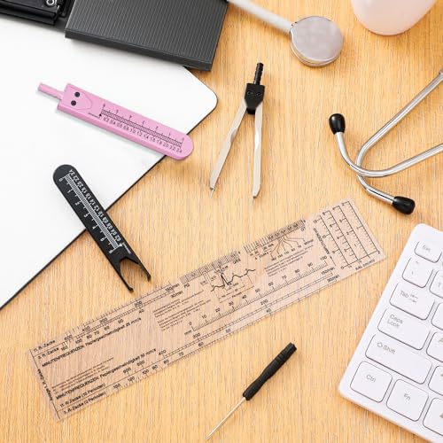 2 Pack Ekg Caliper Ruler Set Medical Measuring Tool Set, Black and Pink - color: Black and Pink