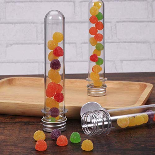 10 Pack 40ml Clear Plastic Test Tubes with Screw Caps Multi- Purpose Plastic Vials Containers for Scientific Experiments, Party, Decorate The House, Candy Storage
