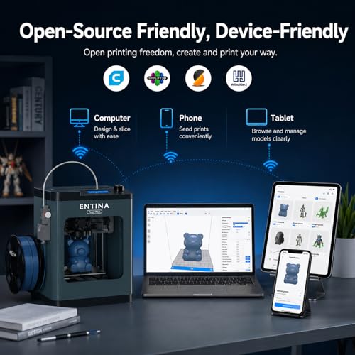 Entina Tina2 Plus 3D Printer, 250mm/s Fast Printing, WiFi App Control - color: Deep Blue
