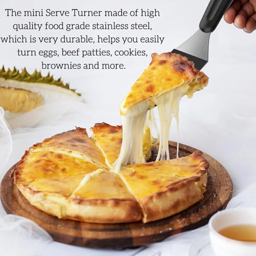 Mini Metal Spatula turner Set, Small Serving Spatula, 2 Pieces Stainless Steel Spatulas Set, Cutter and Serve Turner for Kitchen, Flipping or Cooking for Brownie, Cookie, Pancakes or Cake.