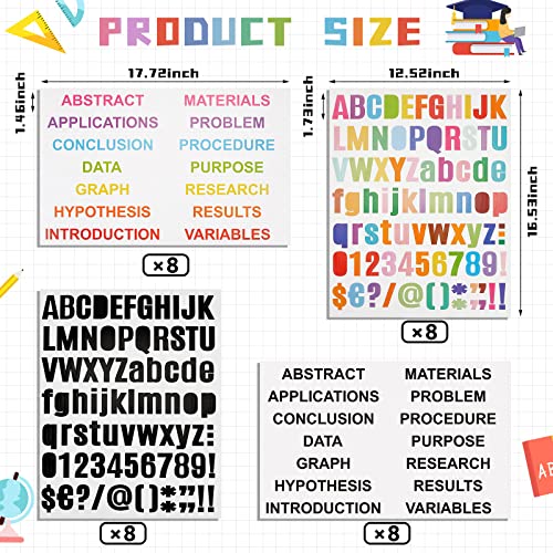 Teling 40 Pcs Trifold Poster Board 36" x 48" Large Science Fair Display Board Lightweight Fold Presentation Paperboard 8 Trifold Display Paperboard and 16 Letter Stickers and 16 Pcs Science Titles