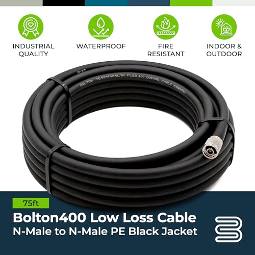 Bolton400 Coaxial Cable 75ft Black, N Male to N Male - LMR®400 Equivalent - size: 75ft Black N-Male to N-Male