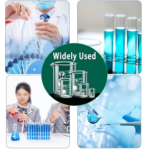 5 Size Upgraded Glass Measuring Beaker Set 25ml 50ml 100ml 250ml 500ml (Pack of 5),3.3 Borosilicate with Printed Graduation Scientific Glassware for Laboratories, Classrooms or Home Use