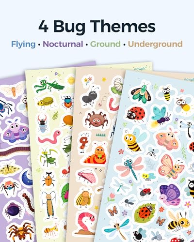 Aowplc Cute Bug Stickers – 32 Sheets, 1000+ Insect Stickers