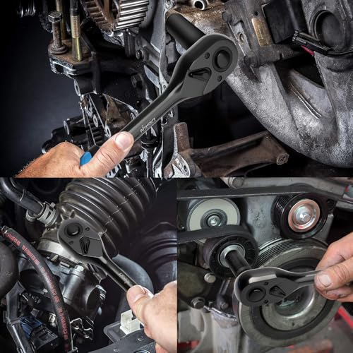 DISEN 3PCS Black Ratchet Set (1/2", 3/8", 1/4" Drive) - 90-Tooth Drive Ratchet Socket Wrench Reversible with Non-slip Rubber Grip, Quick Release & EVA Tray - Professional Ratchet Wrench Handle Kit - size: 3 pieces Standard Ratchet Set - Soft Handle