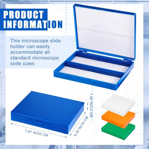 Wonderjune 8 Pcs Microscope Slide Storage Box, 100place, 8x6x1'', Colorful - color: Colorful, size: 100place,8x6x1''