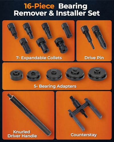 16-Piece Blind Bearing Puller & Bearing Press Kit