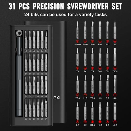 SHARDEN Precision Screwdriver Set for Electronic Repair 31 in 1 - color: 31 in 1 Black