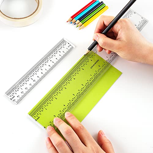 5PCS 6 Inch Clear Acrylic Ruler with Inches & Metric Measuring Tool 6" Inch Straight Edge Rulers for Scrapbooking Card-Making Student School Office Home Tool - color: 5PCS 6 Inch Clear Acrylic Ruler