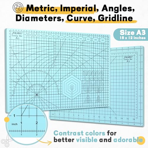 Self Healing Cutting Mat 18" x 12", A3 Double-Sided for Sewing & Quilting - color: Aqua Blue, size: A3:17.8''x11.9''