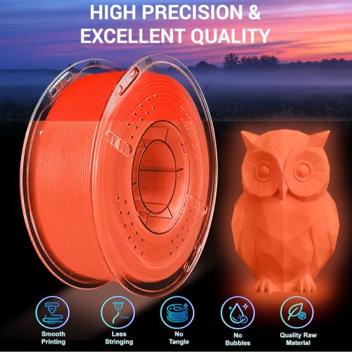 Glow in the Dark PLA+ Filament, 1KG(2.2lbs), Orange, 1.75mm - color: Orange