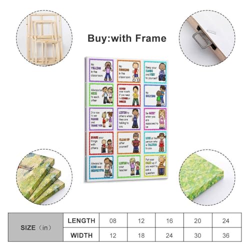 Classroom Rules Educational Posters for Preschool, Home, Middle And High School Classroom Poster Poster for Room Aesthetic Posters & Prints on Canvas Wall Art Poster for Room 08x12inch(20x30cm) - color: Frame-Style, size: 08 x 12 inches