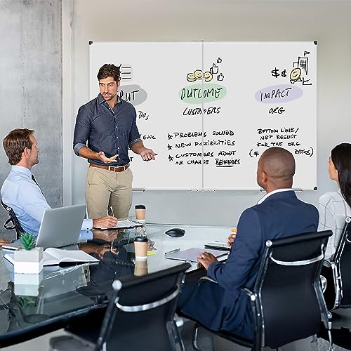 XBoard Magnetic Whiteboard 72 x 48 Inch | Giant Foldable Dry Erase White Board for Wall with Marker Tray 6' x 4' | Extra Large Aluminum Frame Folding Message Presentation Board - size: 72"W x 48"H
