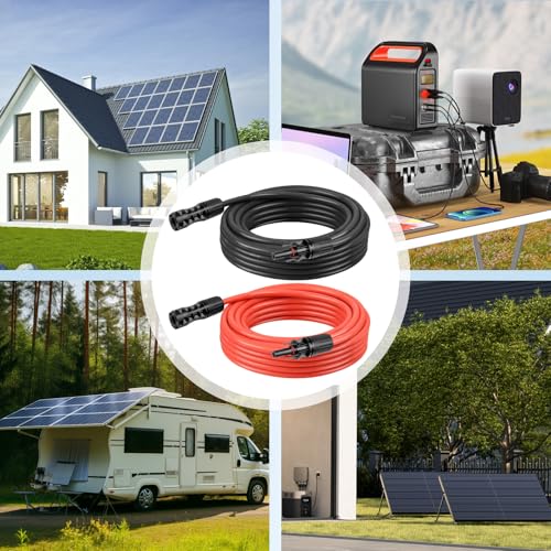 8 AWG Solar Extension Cable 3FT Black + 3FT Red, 8 Gauge Solar Panel Wire Male to Female Tinned Copper Wire for Solar Panel, Automotive, RV, Boat, Outdoors - size: 8AWG 3FT