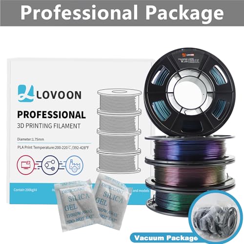 LOVOON 3D PLA Filament 1.75mm Bundle Sparkle in Sunlight Filament Glitter, Burnt Titanium 3D Printer Filament, Galaxy red/Purple Blue/Blue/Green, Galaxy Bundle, 0.8KG(200g*4 Spools)/Bundle - color: Galaxy Glitter Bundle, size: 0.8 kg