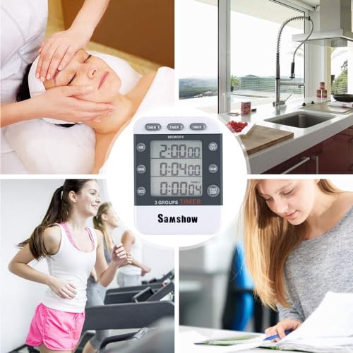 Samshow Digital Kitchen Timer, 3 Channels - color: 382 White