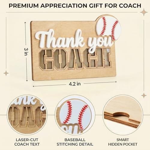 Thanks Baseball Coach Card Holder Great for Basketball Holders Featuring - color: Brown Baseball