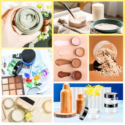 16 Pack 2oz Plastic Jars Containers, 60ml Travel Size Container Jars with Lids, 60g Small Travel Cosmetic Container Jar for Toiletries Cream Makeup Cosmetic Sample Slime Lip Salves Balm Lotion - color: Black, size: 2oz