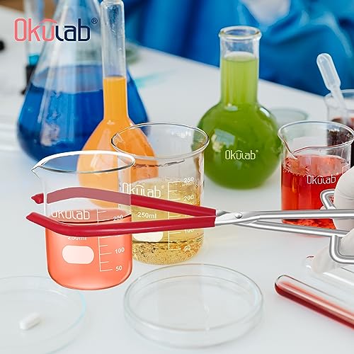Lab Beaker Tongs, Made of Mild Steel, with Chrome Plated Surface and Blue PVC Overmolding Cover, Laboratory Clamps for 50ML-2000ML Beakers, BT150A1 - style: Beaker Tongs