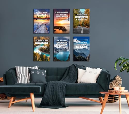 Motivational Quotes Motto,Inspirational Motivational Canvas Wall Art,scenery Painting,Modern Wall Art Suitable for Library, Office,Living ,Home,Gym Deco,Tabletop/Hanging| 6-pack(38x58cm) Framed - color: Motivational A 38x58cm