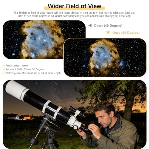 Alstar Telescope Eyepiece 13mm Plossl Telescopes Lens 50° Wide FOV 1.25" - size: 13MM