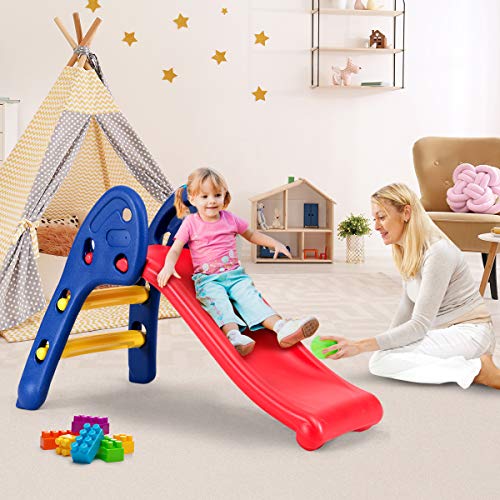 HONEY JOY Toddler Slide, Freestanding Climber Slide Playset for Playground, Easy Setup, Sturdy Plastic Indoor Slide for Kids Red