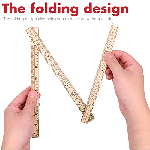Jeemiter Wood Folding Ruler Yard Stick 6.5FT/2M with Brass Hinges - color: 1 Pack
