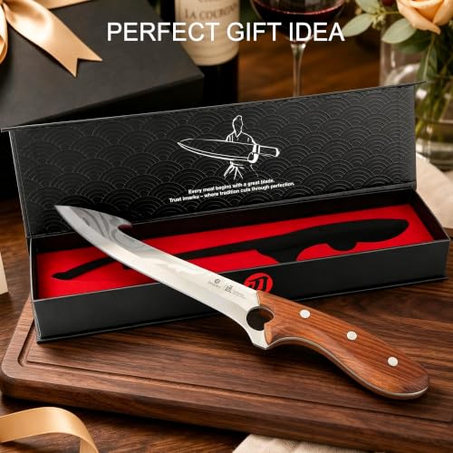 imarku Boning Knife 7.8 Inch for Meat Cutting High Carbon Stainless Steel - color: Ash Wood Brown
