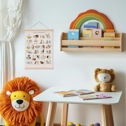Cute Animal Number Chart Alphabet Poster Hanger, ABC Chart Wall Decor - color: Multi 0059