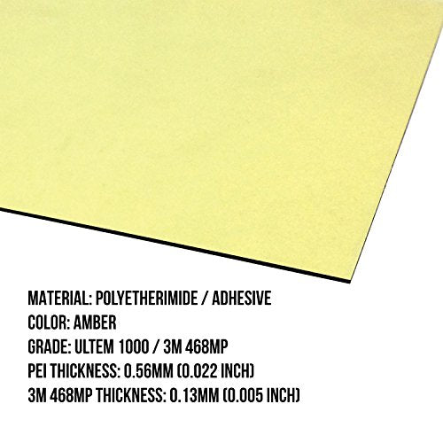 Gizmo Dorks PEI Sheet 3D Printer Build Surface 235mm x 235mm (9.3" x 9.3") with Preapplied Laminated 3M 468MP Adhesive for Creality Ender 3 or CR 20 | Made in The USA