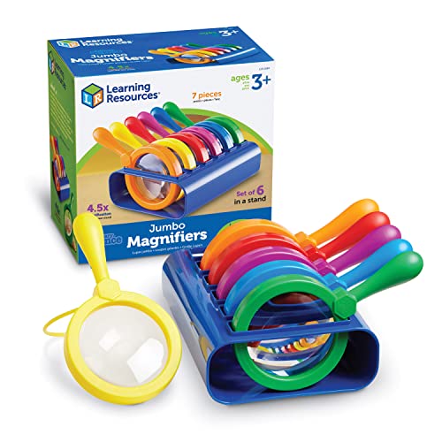 Learning Resources Primary Science Jumbo Magnifiers with Stand (6 Pieces) and Bucket Balance Teaching Scale