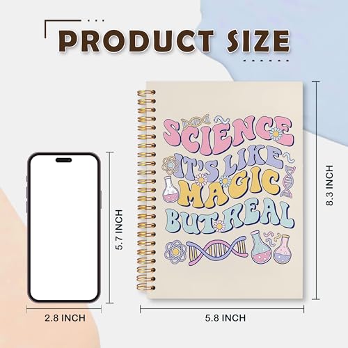 VIIJJUE Science Teacher Notebook, Chemistry Teacher Gifts Journal, Trendy Groovy Scientific Teachers Journals for Writing, Gifts for Science Lovers Hardcover Spiral Notebooks, 5.5x8.3 Inch - color: 04