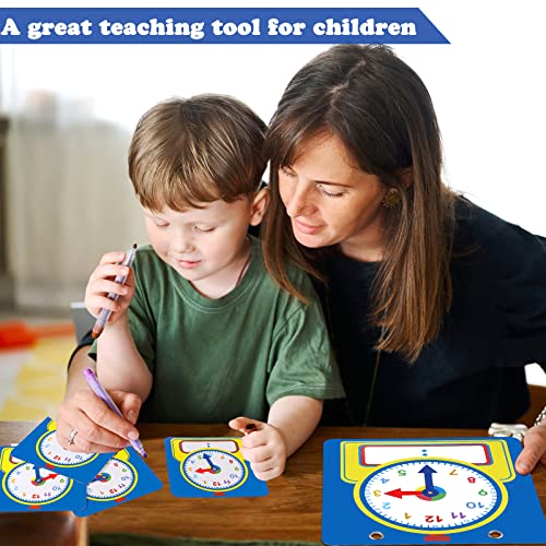 Junkin 25 Pcs Teaching Clock Kit Learning Clocks Classroom, Cute Style