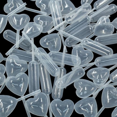120 Pcs 4ml Cupcake Pipettes, Mixed Heart and Tube Droppers - size: Cylinder and Heart