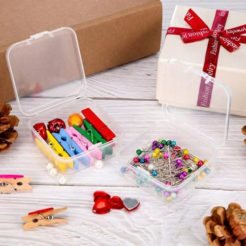 SATINIOR 24 Pcs Small Clear Plastic Container Box, 2.1 x 2.1 x 0.8 in - size: 2.12 x 2.12 x 0.79 Inches