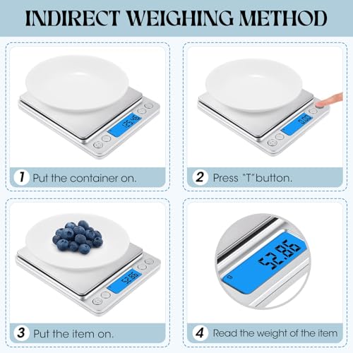 Copkim 2 Pack Digital Gram Scale 500g/0.01g, Portable Jewelry Food Scale with 20g Calibration Weight Accessories, Tweezers, LCD Display High Precision Kitchen Multifunctional Stainless Steel