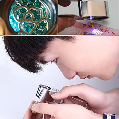 KINGMAS 40X Jewelers Loupe, LED Light Illuminated Folding Magnifying