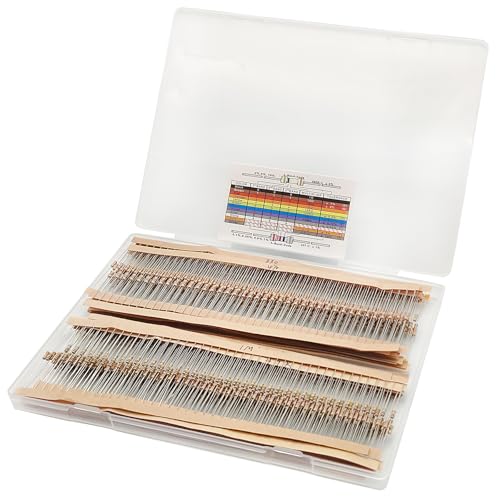 Minidodoca1040 Pcs 26 Values Resistor Kit 1 Ohm-1M Ohm with 5% 1/4W Carbon Film Resistors Assortment - style: 1/4W-26values-1040Pcs-Carbon