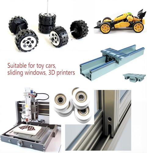5pcs Small Plastic Coated Pulley Ball Bearing Wheels Roller, Silent U Groove Bearing Track Roller Wheel for Sliding Door, Window, Toy, 3D Printer,Lifting System for 3mm Rope, with 695ZZ Bearing - size: 17mm(5pcs)