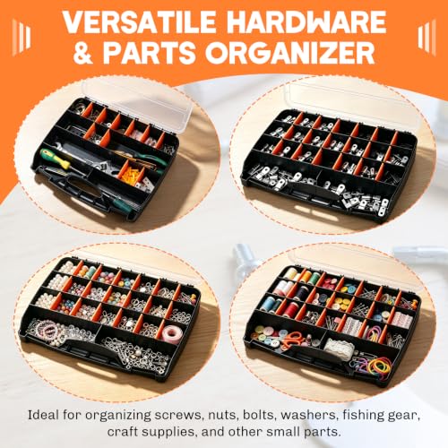 Hardware Organizer Box 21 Adjustable Compartments 2 Fixed Sections